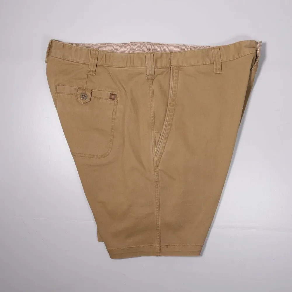 Territory Ahead Chino Shorts Flex Waist Dark Khaki Cotton Stretch Mens 42 x 7.5
